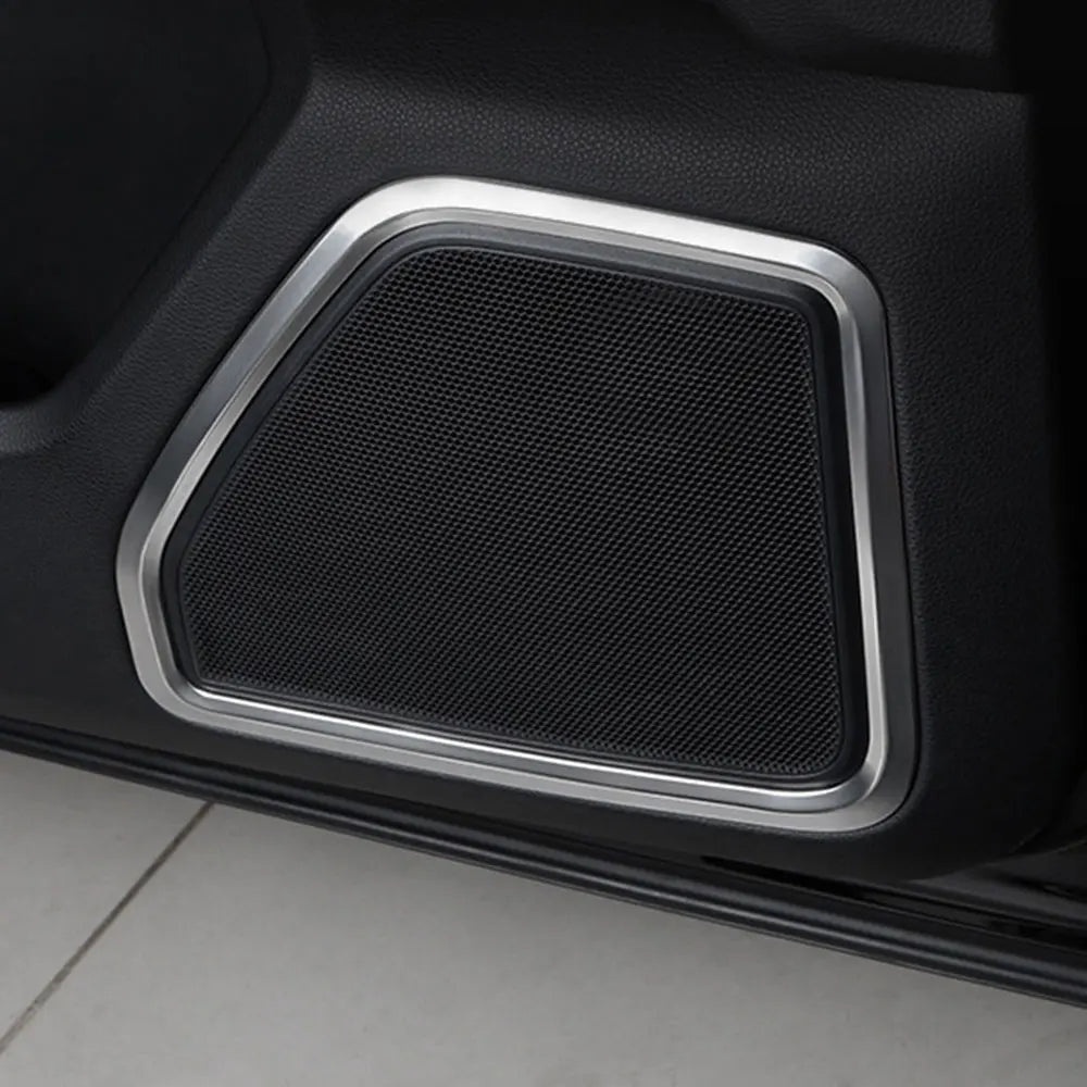 4 Pieces for Porsche Macan 2015-2021 Silver Stainless Steel Door Speaker Horn Ring Frame Cover Trim
