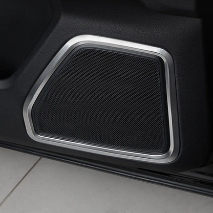 4 Pieces for Porsche Macan 2015-2021 Silver Stainless Steel Door Speaker Horn Ring Frame Cover Trim