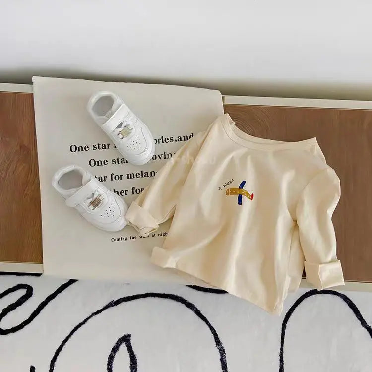 Fashion Boutique Children's Wear Tops Long Sleeve Tees Printed Baby Boys O-neck Pullover Blouse Kids Clothing Autumn Base Shirt