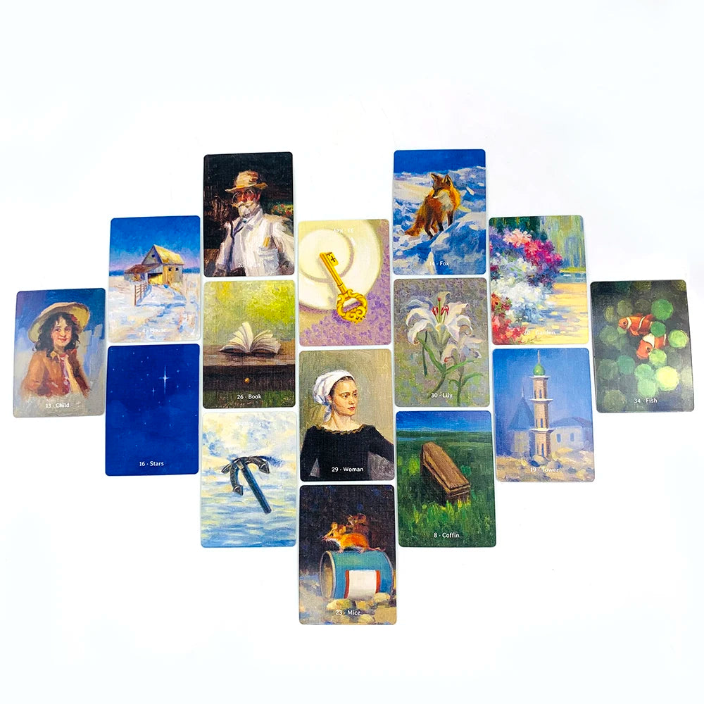 8.8*6.3CM Oracle Deck A 38 Oil Painting Style Cards Vibrant Illustrations,Perfect For Divination & Gift Giving Party Game