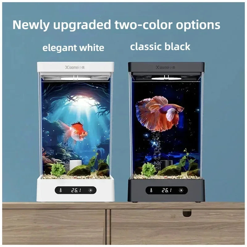 Smart Betta Fish Tank Mini Desktop Aquarium with Constant Heating Thermostatic Full Color LED Light Eco Night Lamp