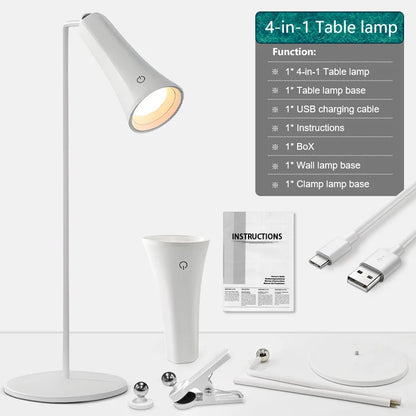 Table Study Lamp Touch 360° Magnetic Rotation Infinite Dimming Night Light Wall Lamp Flashlight Reading Light Bedroom Bedside