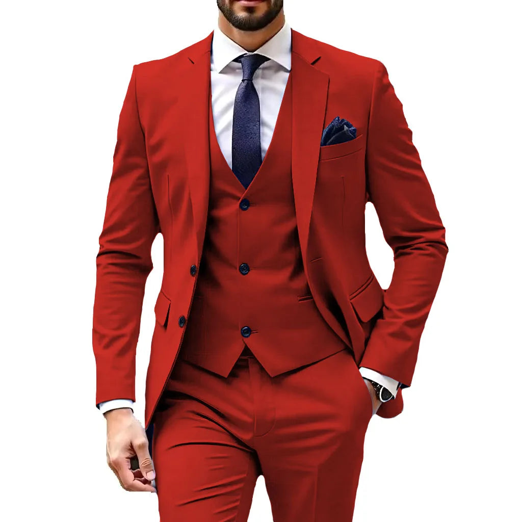 Luxury Customized Dress Suit for Men 3 Pieces Blazer Vest and Pant Set Peak Lapel Formal Slim Fit  Business Wedding Suit for Men