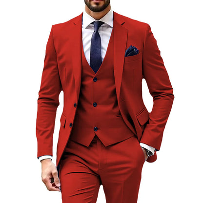 Luxury Customized Dress Suit for Men 3 Pieces Blazer Vest and Pant Set Peak Lapel Formal Slim Fit  Business Wedding Suit for Men