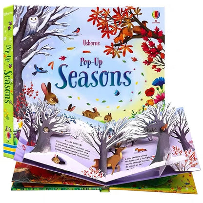 Usbrone POP UP Seasons English Educational 3D Flap Picture Baby Story Card Books Children Kids Reading Book for 3-6 Years Old