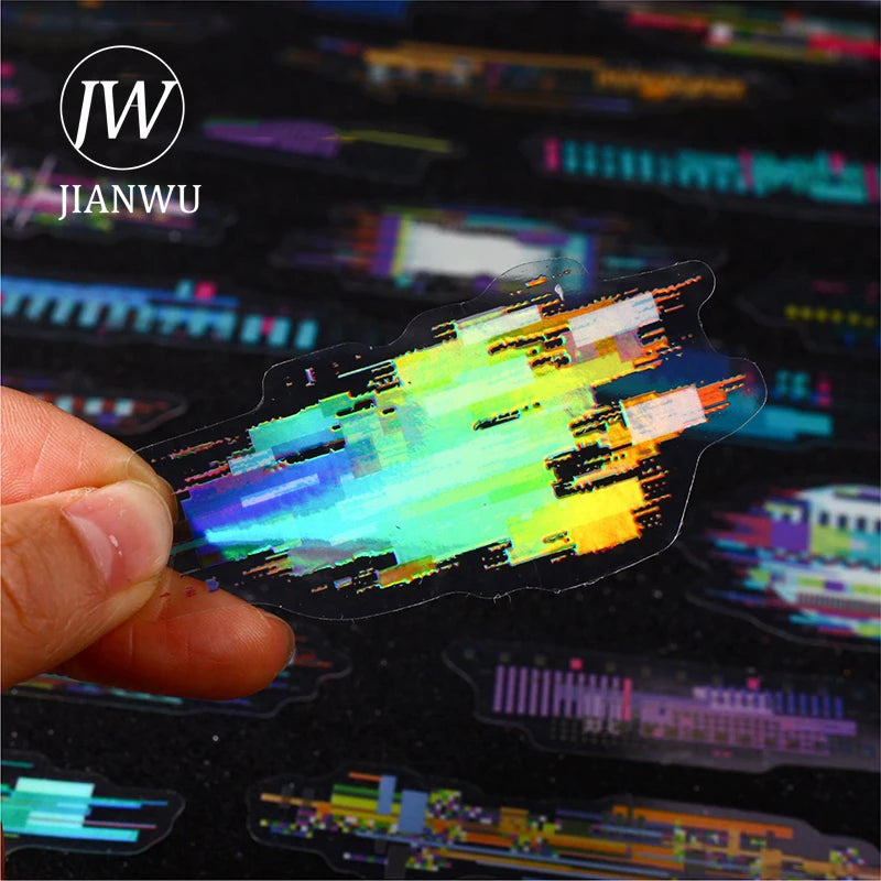 JIANWU Noise Space Series Vintage Cyberpunk Mosaic Landscape Material Collage PET Sticker Creative DIY Journal Stationery