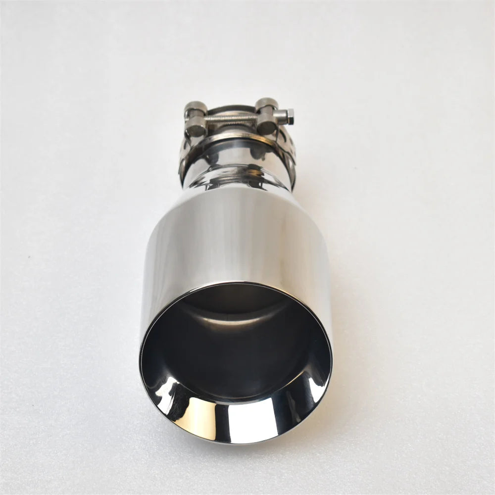 MILLTEK SPORT 304 Stainless Steel Exhaust Tip 2.5 Inch Inlet 4 Inch Outlet 6.9 Inch Long Slant Mount Tailpipe Nozzle
