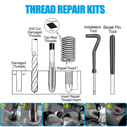XCAN Thread Repair Kit M3 M4 M5 M6 M8 M10 M12 M14  Screw Thread Inserts For Restoring Damaged Threads Repair Tools Drill Bit