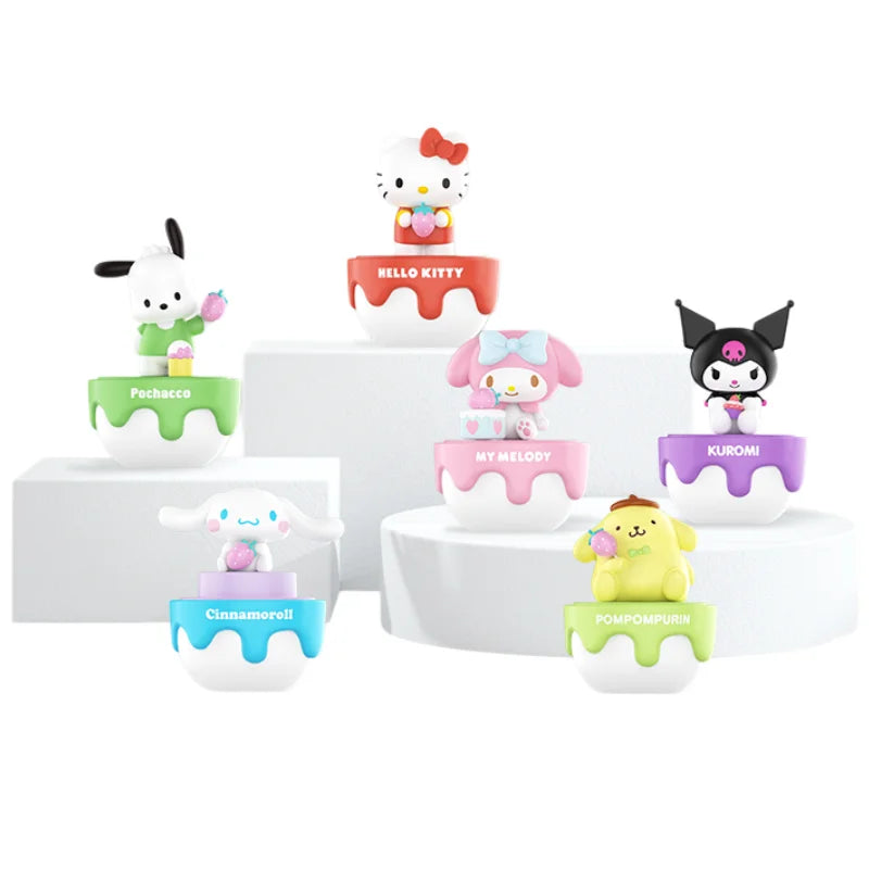 Sanrio Strawberry Cake Surprise Gift Box Series Hello Kitty Kuromi Dolls Figures Desktop Model Ornament Toy Gift