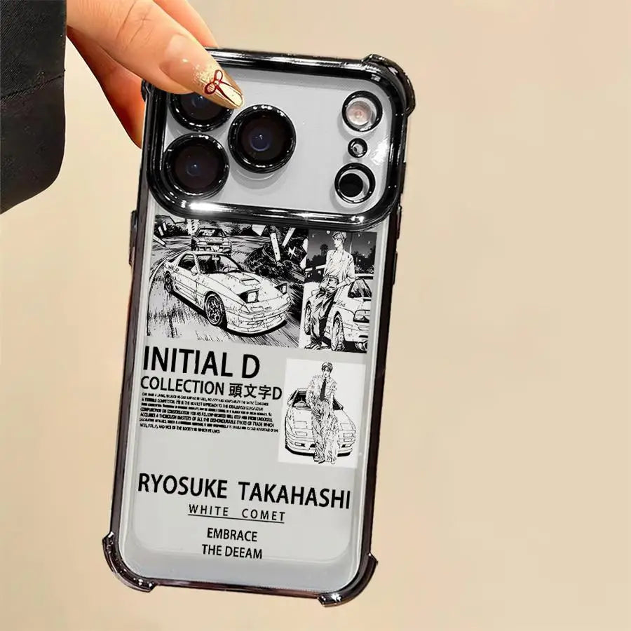 Initial D Car Anime Phone Case for iPhone 16e 17 Air 16 15 14 Plus 13 12 11 Pro Max Clear Cover