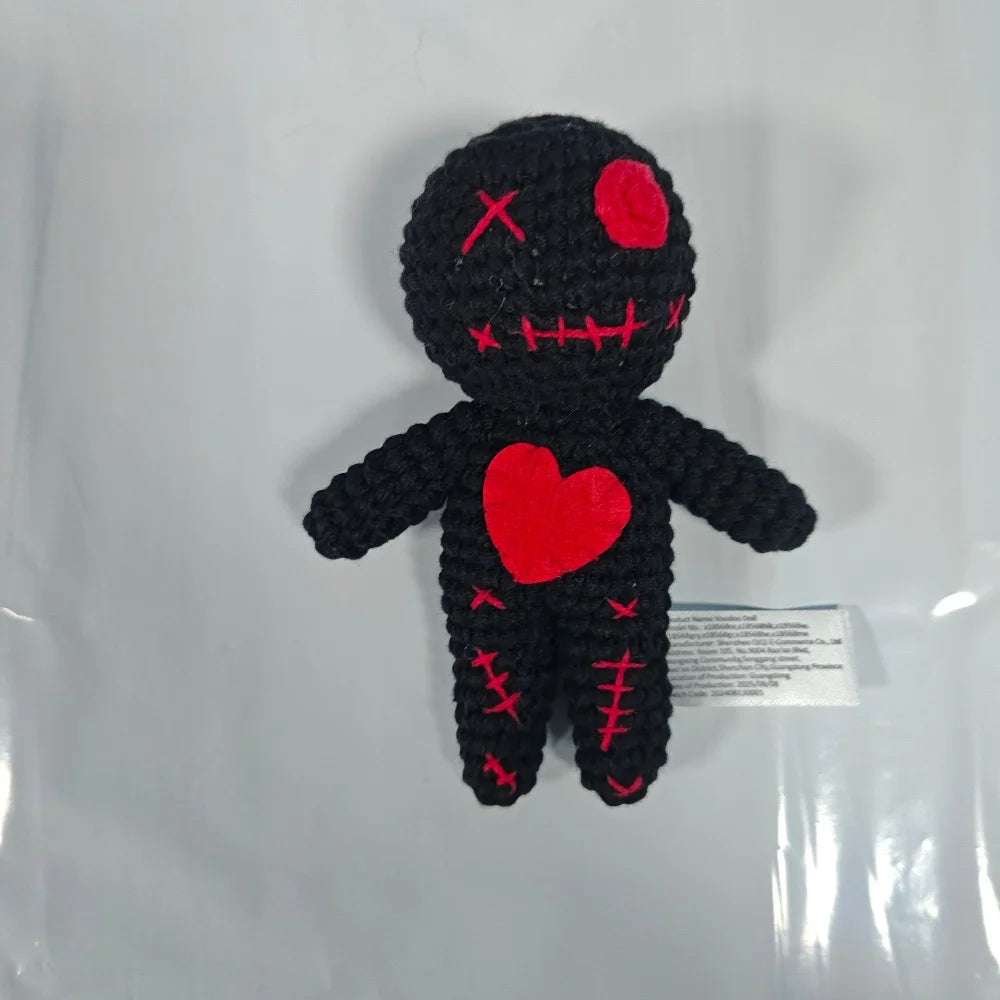 Crocheted Voodoo Doll Handmade Cute Red Heart Yarn Dolls Keychain Halloween Decoration Creative Gift For Party Home Decor