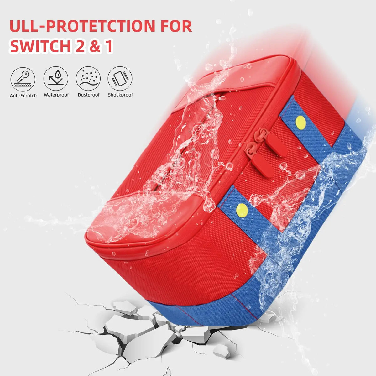 Cute Switch Carry Case for Nintendo Switch 2 /Lite/OLED, Portable Soft Shell Waterproof Protective Storage Travel Carrying Case
