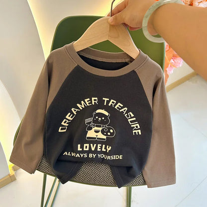 New Autumn Girls and Boys Long Sleeve T-shirt Base Shirt Letter Korean Style Children Clothing