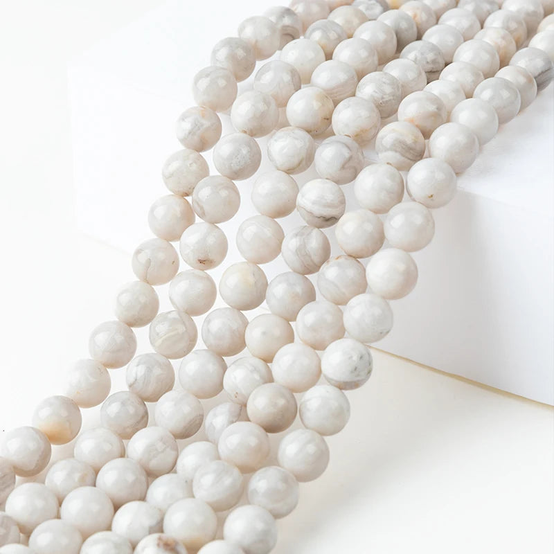 Natural Stone White Crazy Yellow Agate Beads for Jewelry Sets DIY Keychain Earrings Rings Handstring 15' Wholesale 4/6/8/10/12mm