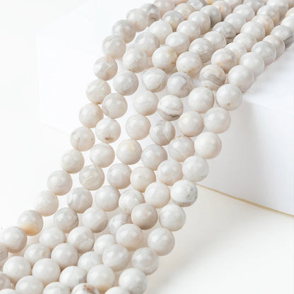 Natural Stone White Crazy Yellow Agate Beads for Jewelry Sets DIY Keychain Earrings Rings Handstring 15' Wholesale 4/6/8/10/12mm