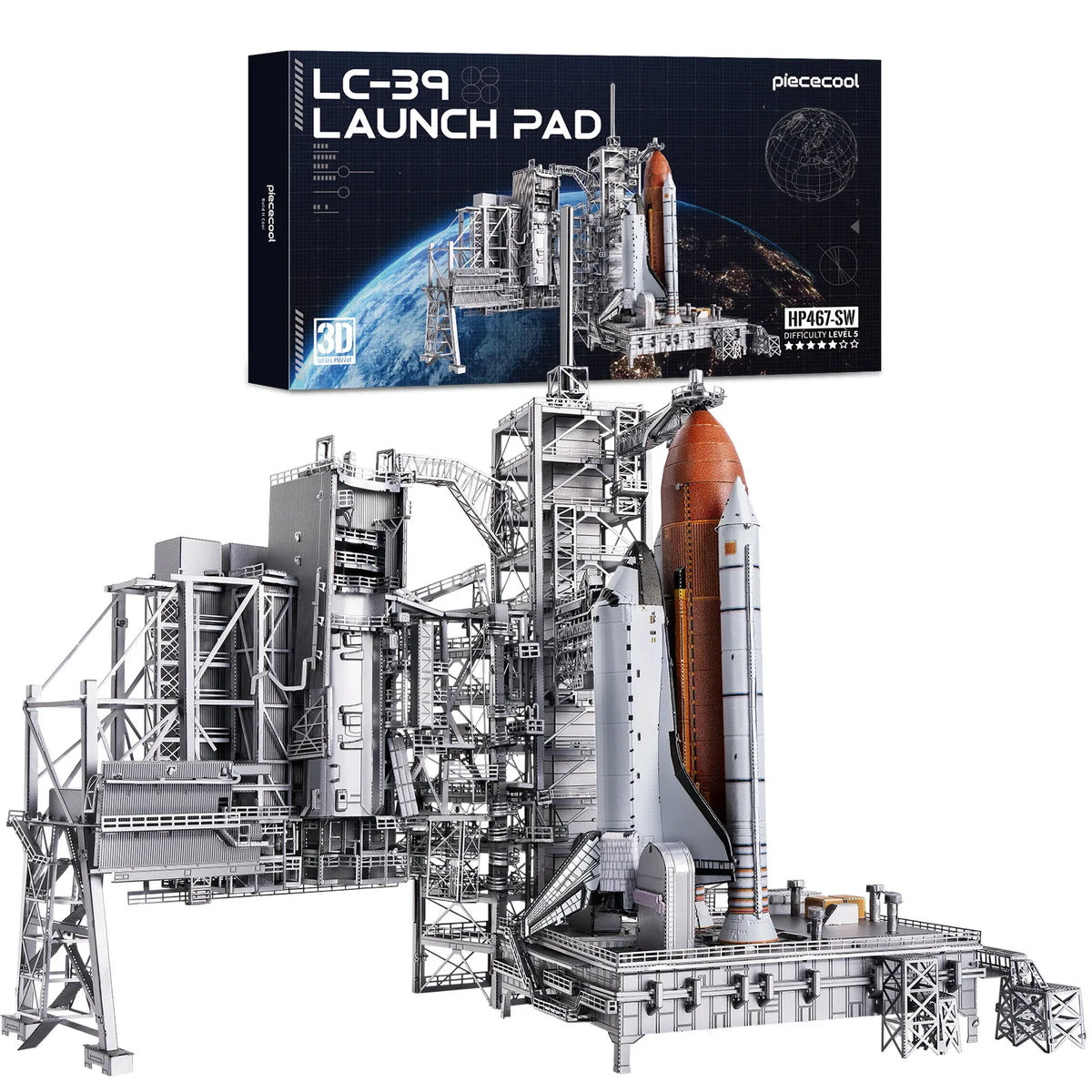 Piececool 3D Metal Model Kits LC-39 Launch Pad Metal Puzzles Space Shuttle DIY Building Model Best Gifts 314pcs Jigsaw Set