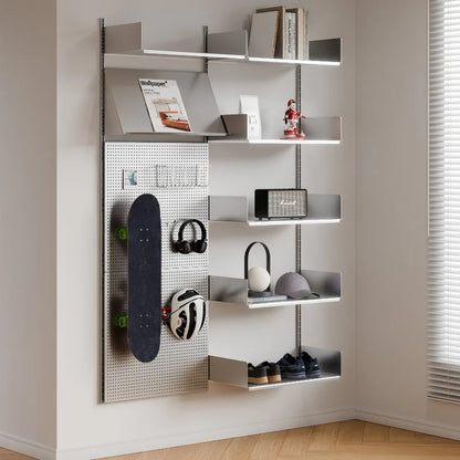 Stainless Steel DIY Bookcase for Living Room Modular Storage Shelf  Space Saving Display Organizer Wall Mounted Showcase System
