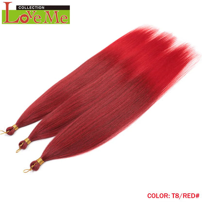 LOVE ME 28 inches 300g/3pcs Straight Hair Bundles Crochet Hair Synthetic Braiding Hair Ombre Rainbow Braids Hair Extensions