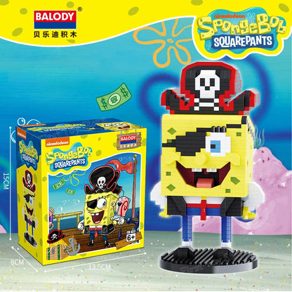 Out of print BALODY Garfield Mini Blocks SpongeBob Smurfs Figures Collection Building Toy DIY Bricks for Kids Present Toy Gift
