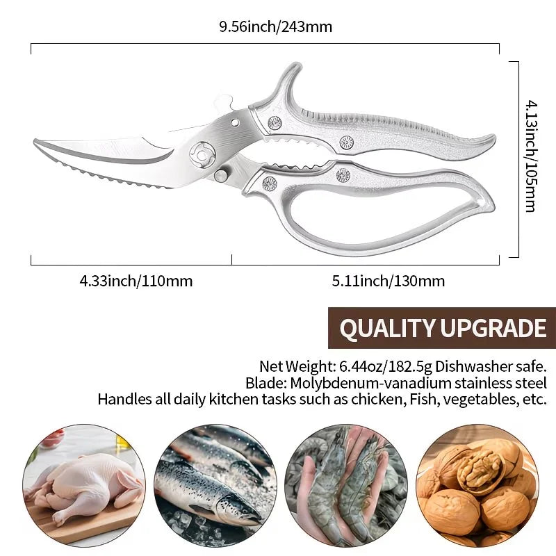 Can Open Bottle Chicken Bone Scissors Kitchen Scissor Sharp Blade BBQ Cleaver Meat Vegetable Fish Convenient Chicken Bone Shears