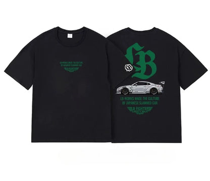 LBWK Tokyo JDM Modified Car Culture Men and Women Couple American Retro Street Short-Sleeved T-Shirt
