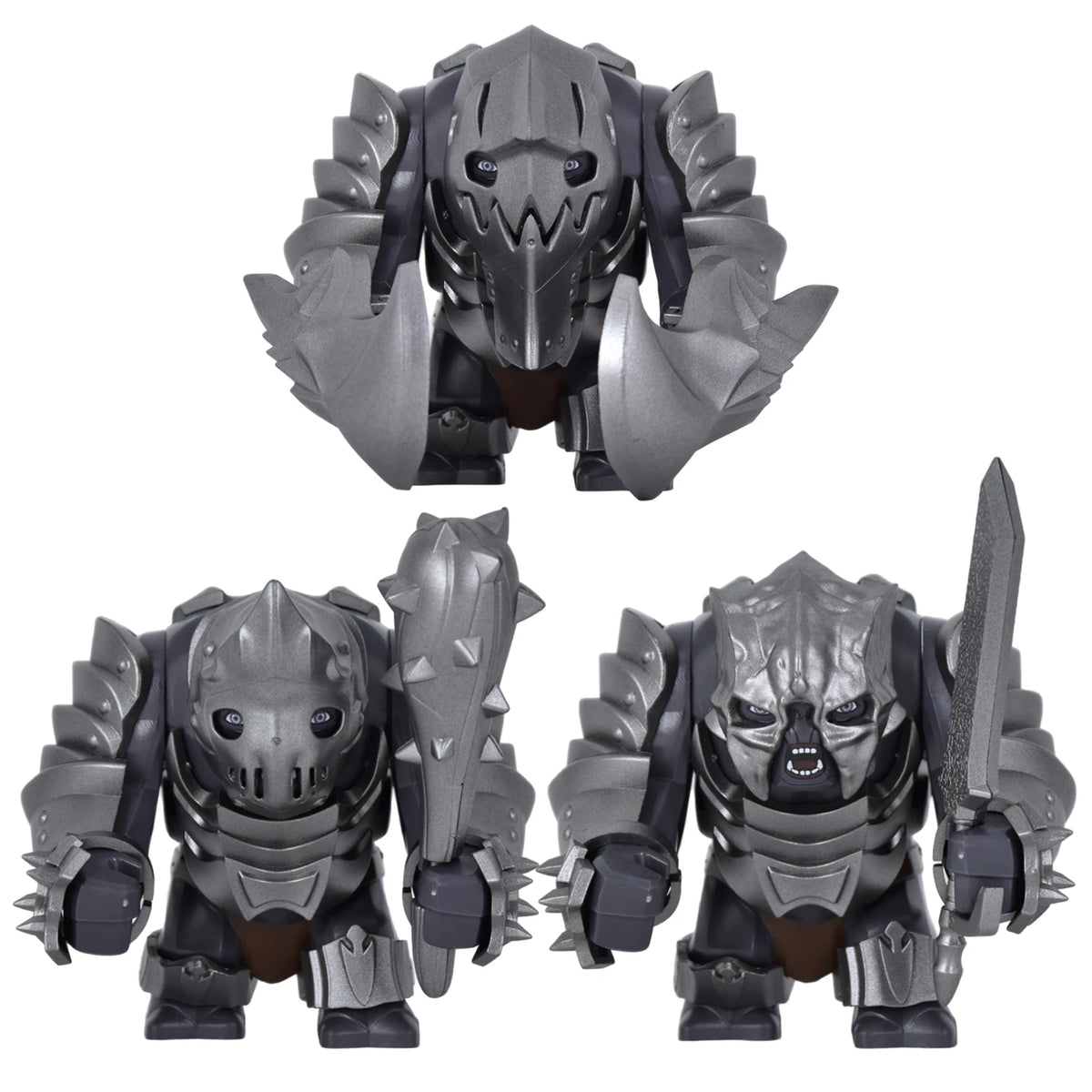 Medieval Cave Troll Building Blocks Weathered Rust Armor Rich Accessories Large Posable Brick Figure Fantasy Collectible Toy