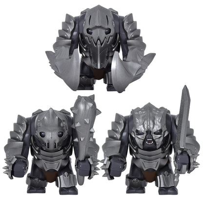 Medieval Cave Troll Building Blocks Weathered Rust Armor Rich Accessories Large Posable Brick Figure Fantasy Collectible Toy