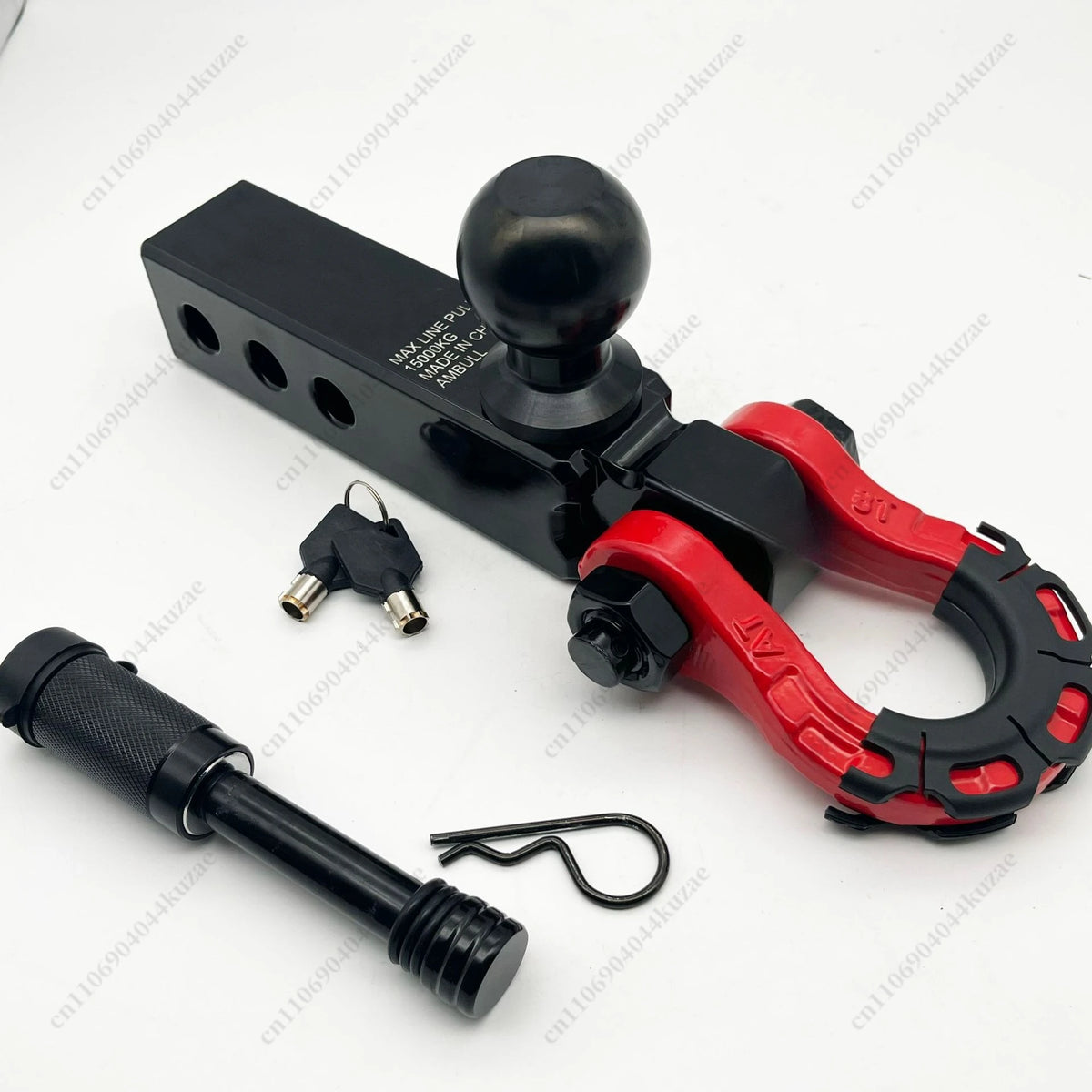 New Extended Off-Road Trailer Hitch with Ball Mount, Universal Square Receiver, High-Strength Solid Tow Hook