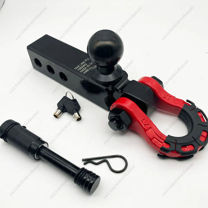 New Extended Off-Road Trailer Hitch with Ball Mount, Universal Square Receiver, High-Strength Solid Tow Hook