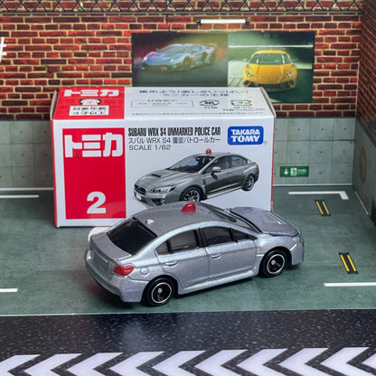 Takara Tomy Tomica No.2 Subaru WRX S4 Unmarked Patrol Car 1:64 Scale Alloy Diecast Car Mini Vehicle Collection Gift for Kids
