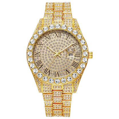 Hot Sale Diamond Watch for Men Luxury Iced Out Watches Calendar Quartz Wristwatches Male Clock Relogio Masculino Drop Shipping