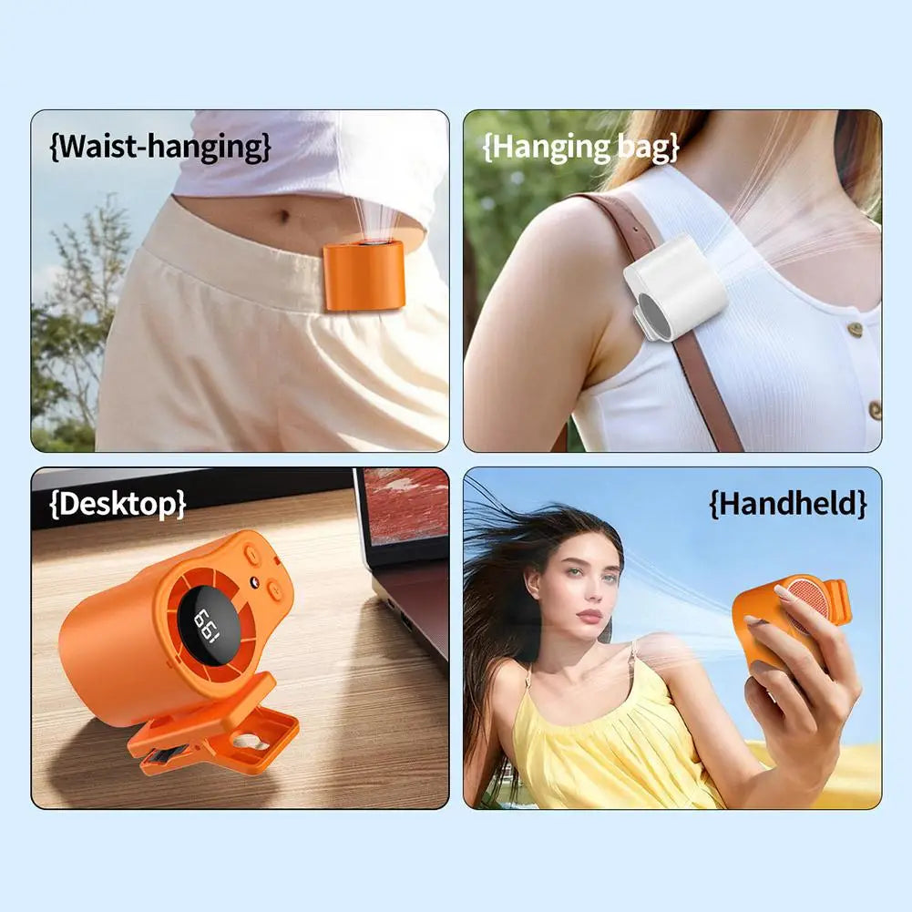 Car Fan USB Rechargeable Portable Clip-on Desk Fan LED Display 360° Rotation Quiet Powerful Airflow for Camping Travel Office