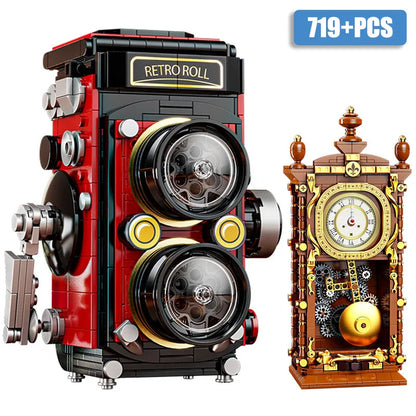City Series MOC Classic Pendulum Clock Retro Camera Building Blocks DIY Assemble Vintage Camera Bricks Toys For Children Gifts