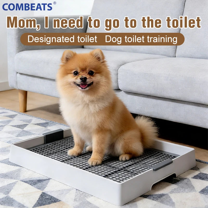 Flat Dog Potty Tray for Small & Medium-Sized Dogs - Pee Pad Fixation Flushable Anti-Stepping MessMess Easy Clean