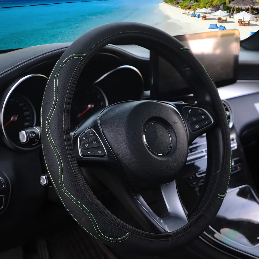 PU leather three-dimensional embossed hand-shaped massage car rimless steering wheel cover for 14.5 - 15 inch car interiors