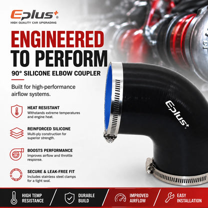 EPLUS Silicone Hose 0° 45° 90° Connector Reducer Pipe Adapter Black Red High Temperature Resistance Universal Silica Gel