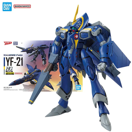 Bandai Original Genuine Figure Macross Plus Model Kit Anime Figures HG 1/100 YF-21 Collection Action Figure Model Toys Gifts