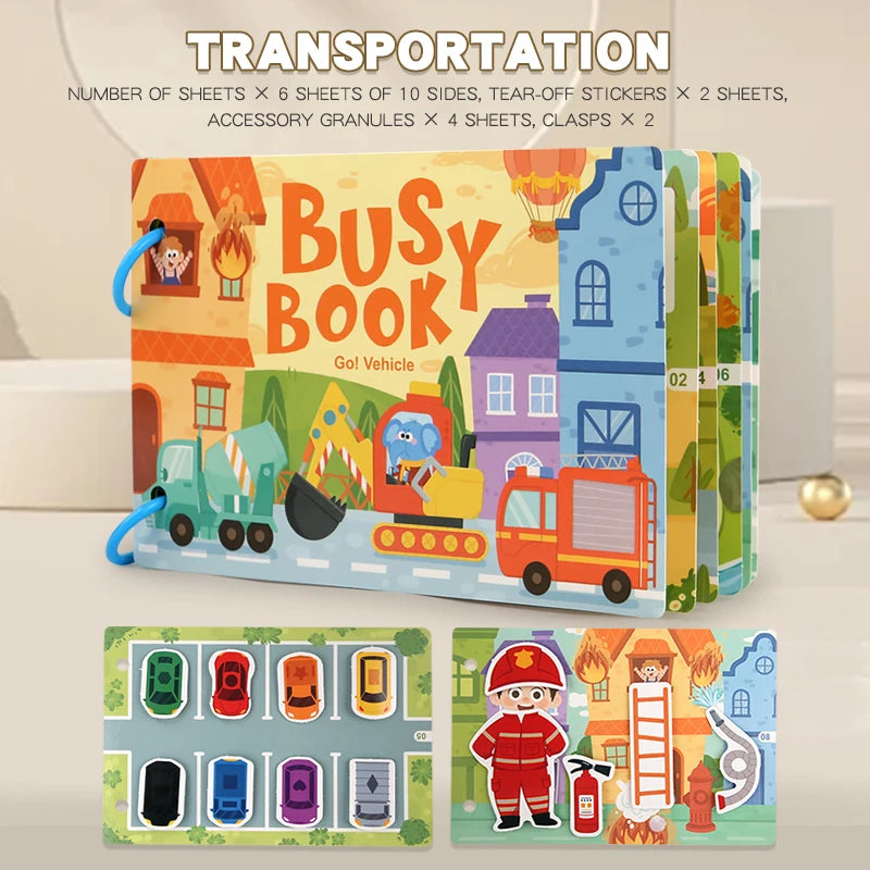 Montessori Baby Busy Book My First Quiet Book Paste Early Learning Education Toy for Toddlers Matching Game Toys for Kids Gifts