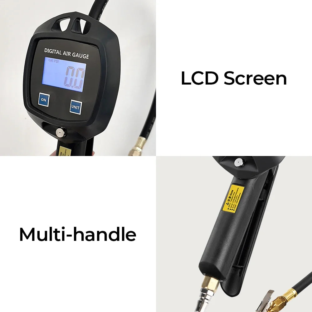 Multi-Unit Tire Inflator Gauge 0-18Kg/cm² 0-1800KPA 0-255PSI 0-18Bar Digital Display For Car Bike Tire Pressure Monitoring