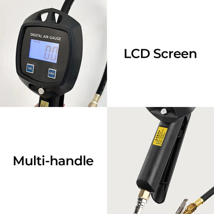 Multi-Unit Tire Inflator Gauge 0-18Kg/cm² 0-1800KPA 0-255PSI 0-18Bar Digital Display For Car Bike Tire Pressure Monitoring
