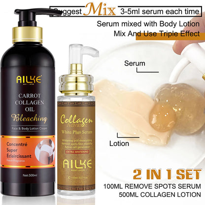 AILKE Collagen Women Skin Care Set, Moisturizing, Whitening, Remove Freckles, Dark Spots, Black Spots, Skin Lightening Kit