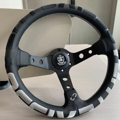 Vertex Sports Steering Wheel Leather Aluminum Alloy Embroidery Racing Modified Auto Parts Universal Car Steering Wheel
