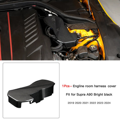 Carbon Fiber Engine Room Wire Protection Cover for Toyota Supra A90 GR MK5 Car Hood Modification Parts Engine Room Harness Cover