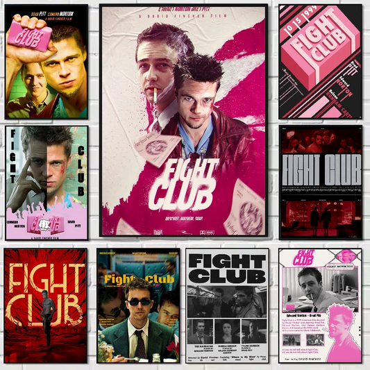 Movie Fight Club Classic Poster HD Art Sticky Wall Waterproof Home Living Room Bedroom Bar Aesthetic Decoration