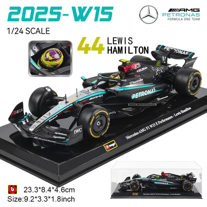 Bburago 1:24 2022~2025 F1 serie various style Mercedes-AMG W15 #44Hamilton #63George  Alloy Car Model Ferrari Red Bull McLaren