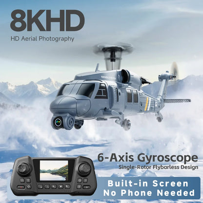 4DRC L2 RC Apache Military Fighter Helicopter 8K Aerial Photography 6-Axis Gyroscope Single-Rotor Flybarless Built-in Screen Toy