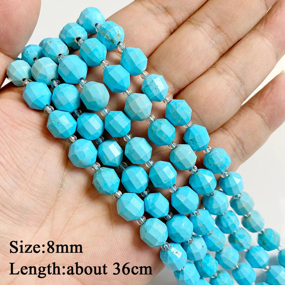 Blue Turquoise Stone Bead Irregular Round Oval Square Heart Loose Spacer DIY Beads Fit Jewelry Making Bracelet Necklace Handmade