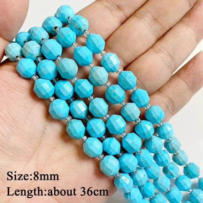 Blue Turquoise Stone Bead Irregular Round Oval Square Heart Loose Spacer DIY Beads Fit Jewelry Making Bracelet Necklace Handmade