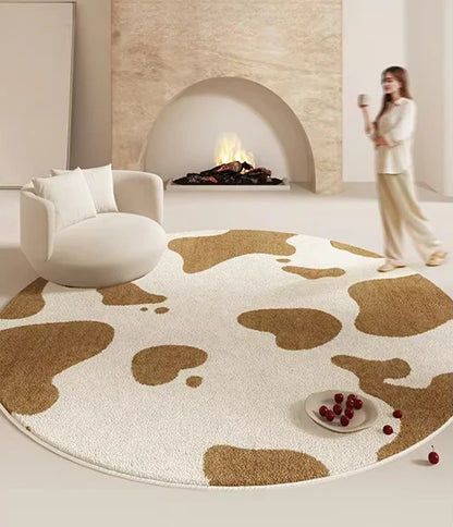 Cream Style Bedroom Decor Carpet Large Area Round Carpets for Living Room Home Thicken Washable Floor Mat Fluffy Soft Lounge Rug