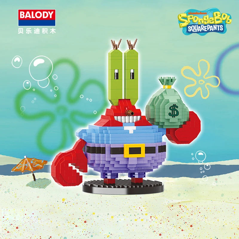 Out of print BALODY Garfield Mini Blocks SpongeBob Smurfs Figures Collection Building Toy DIY Bricks for Kids Present Toy Gift